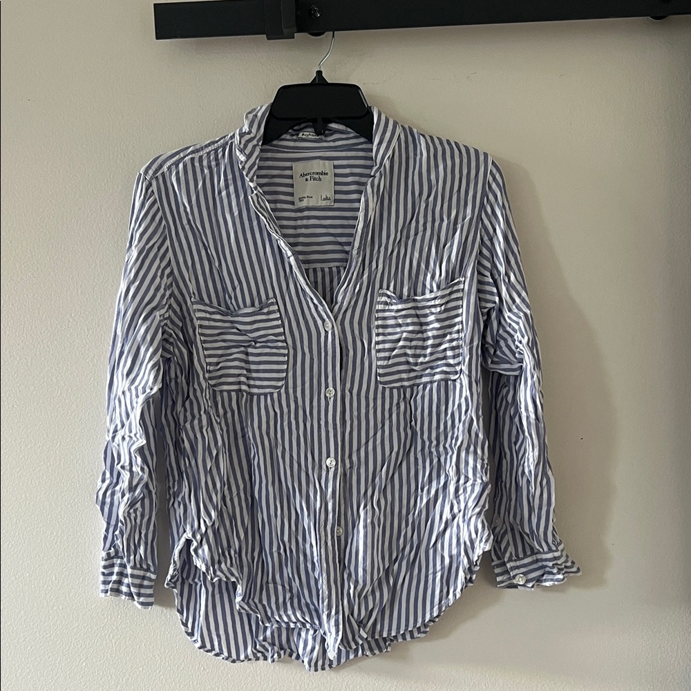 Abercrombie & Fitch Striped Shirt in Blue and White